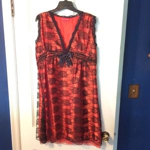 Gorgeous burnt orange dress with lace over-lay